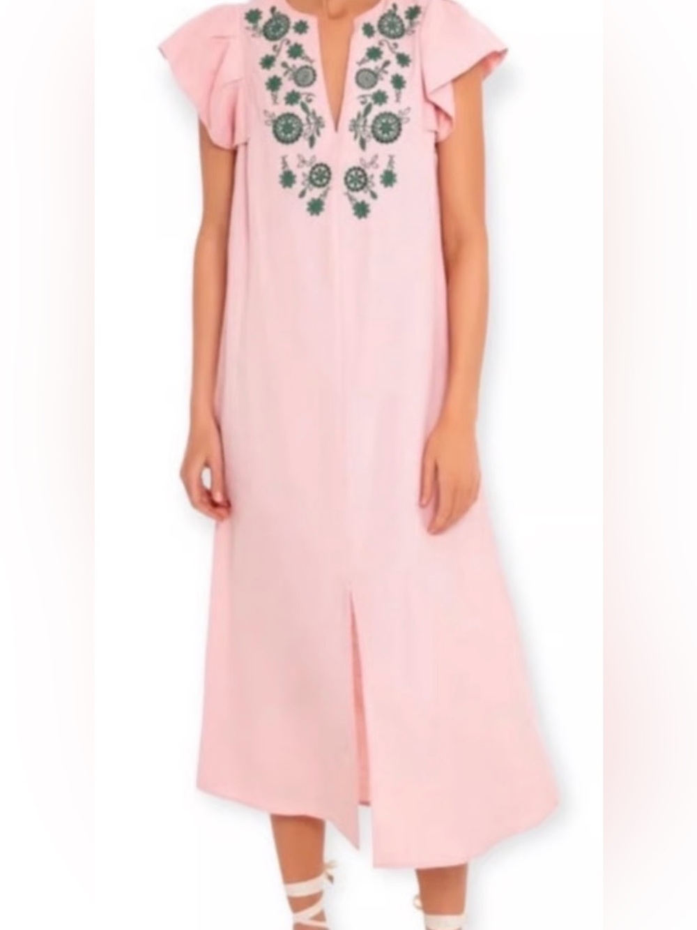 Tuckernuck/Pommander Place Embroidered Flutter Sleeve Midi Dress
